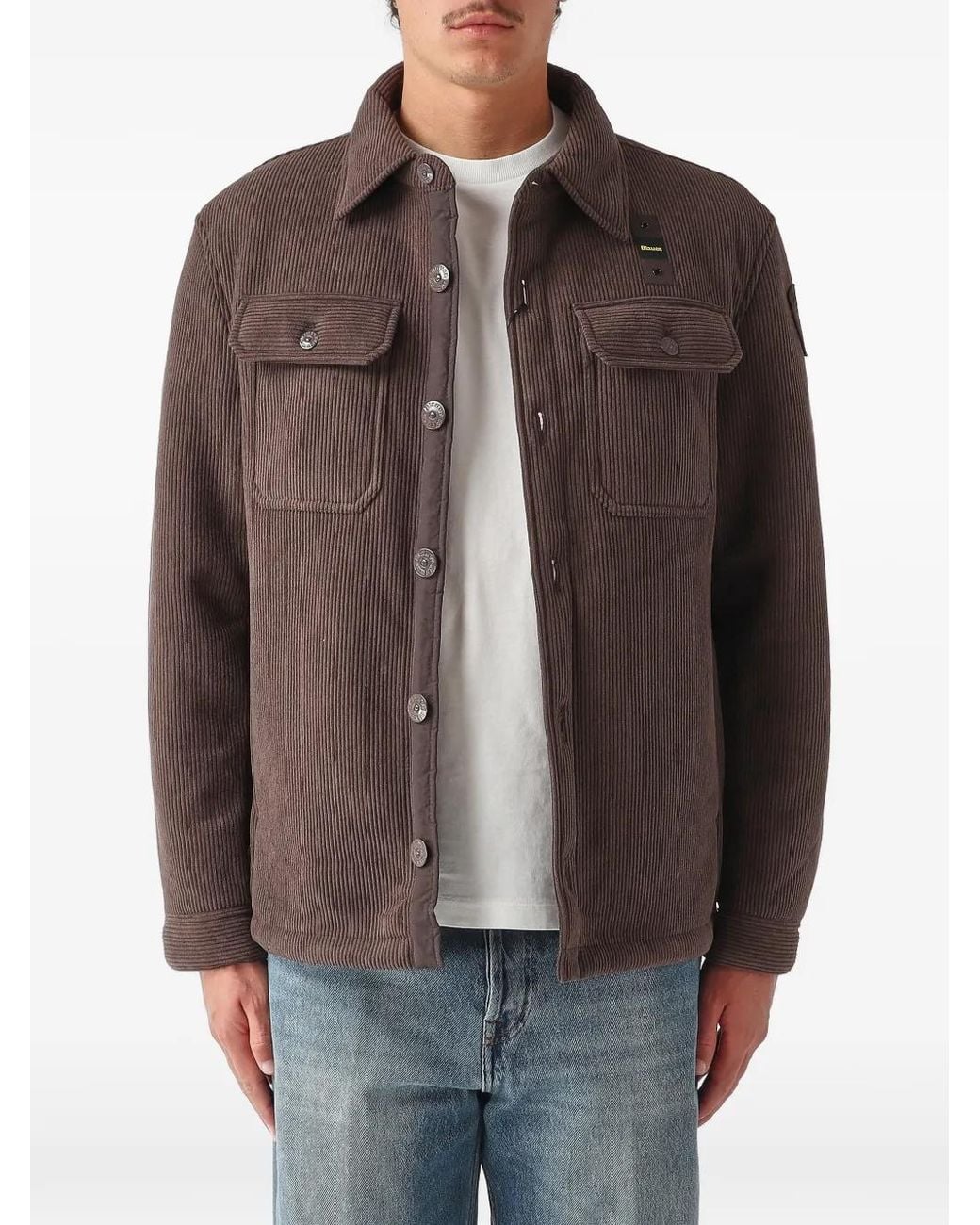 Blauer Brown Eugene Corduroy Logo-Patch Shirt Jacket for men