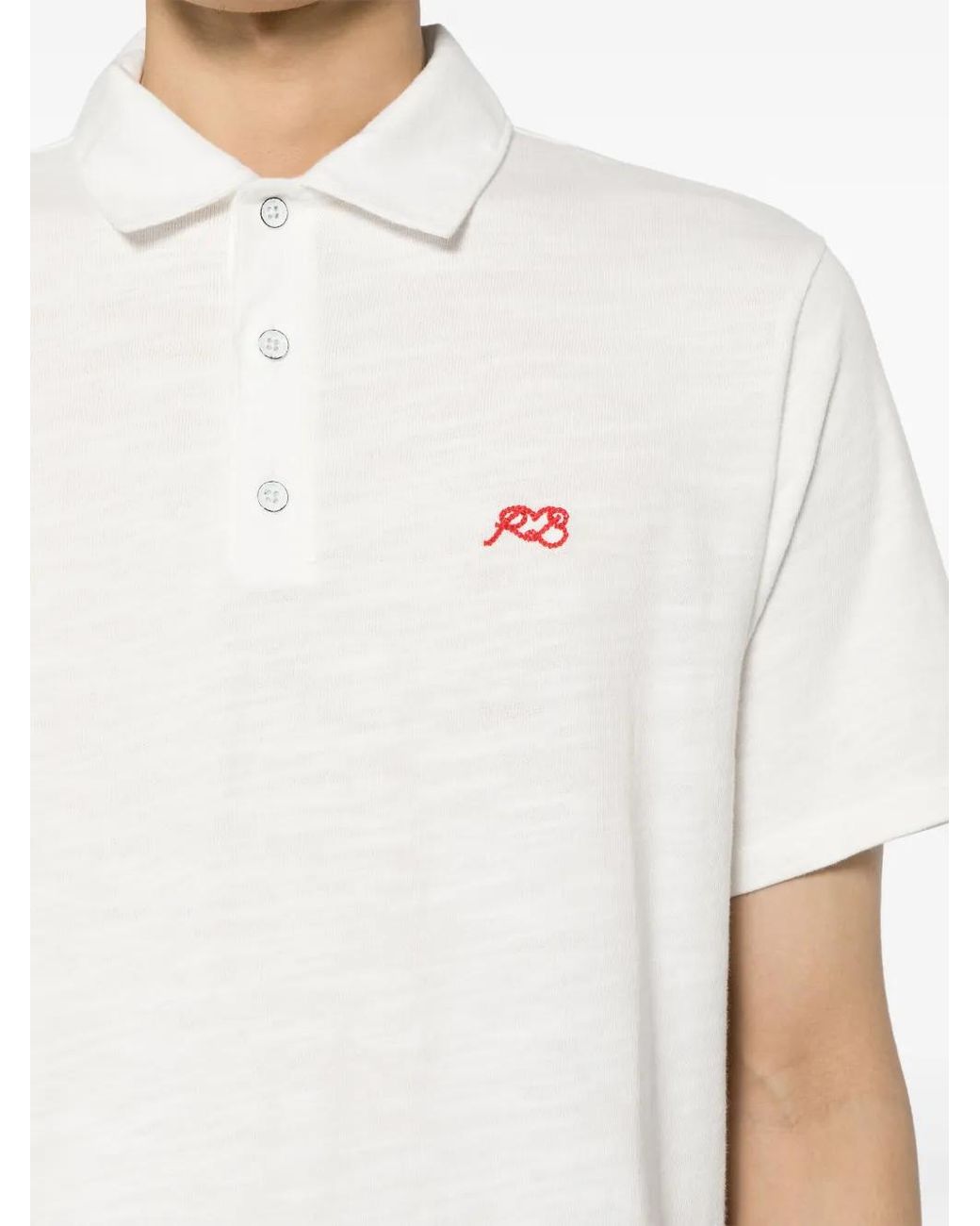 Rag & Bone White Logo-Embroidered Polo Shirt for men