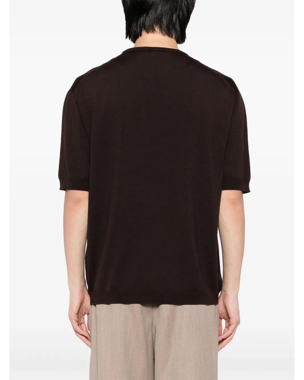 T-Shirt Lavorata A Maglia di Lardini in Black da Uomo