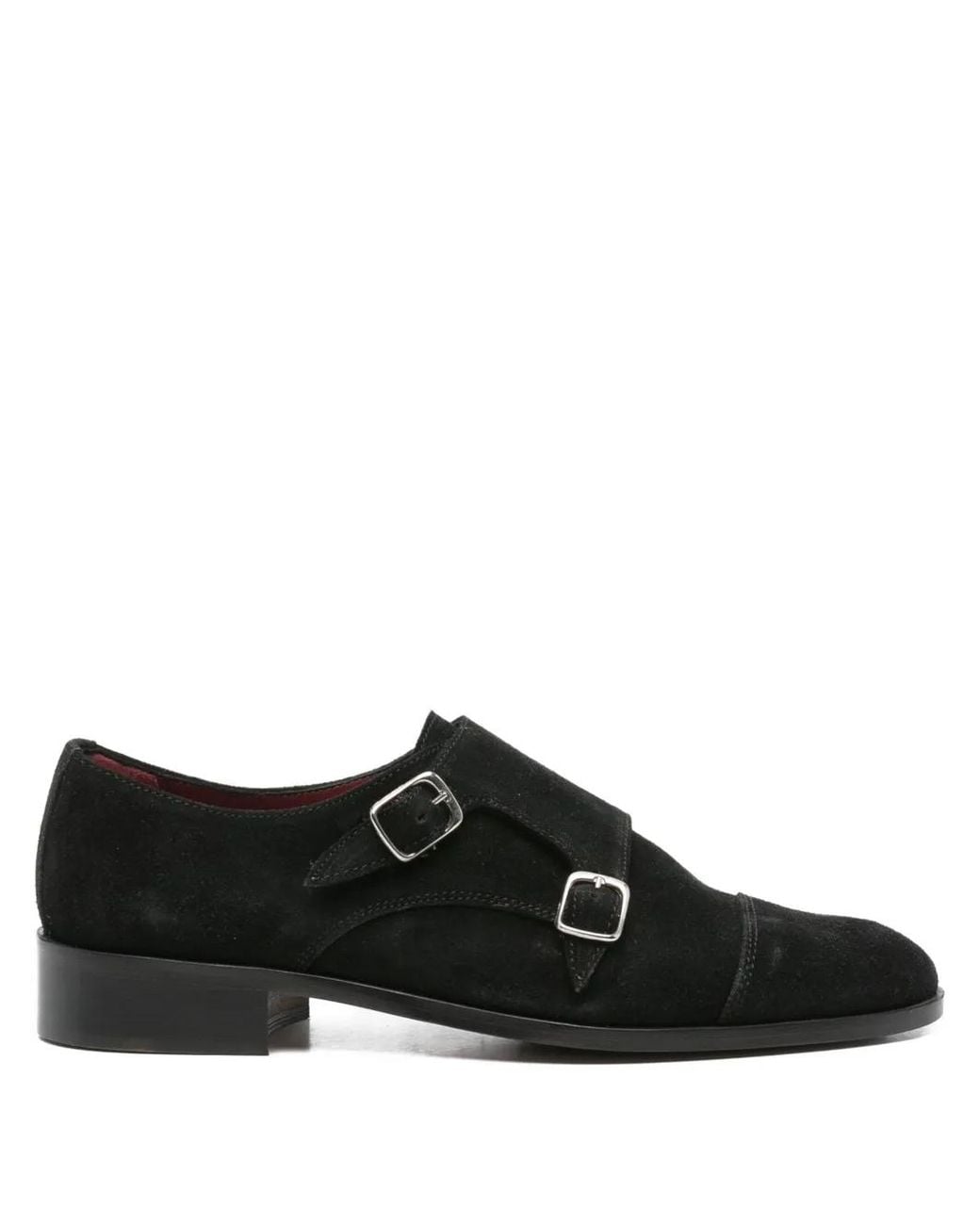 SOMMET Black Double Monk-Strap Shoes