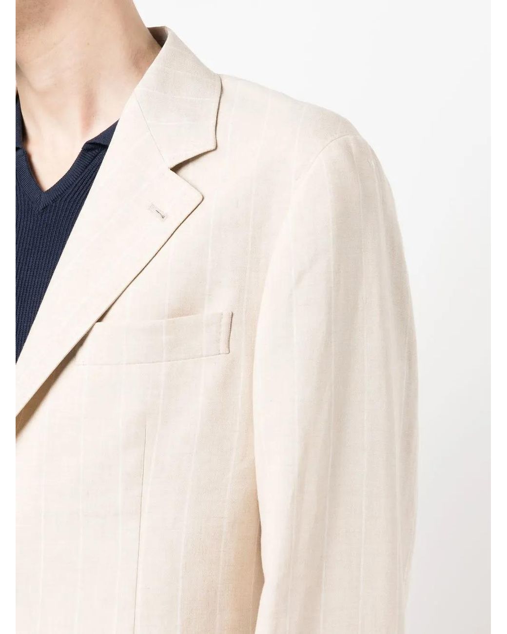 Brunello Cucinelli Natural Single-Breasted Tailored Blazer for men