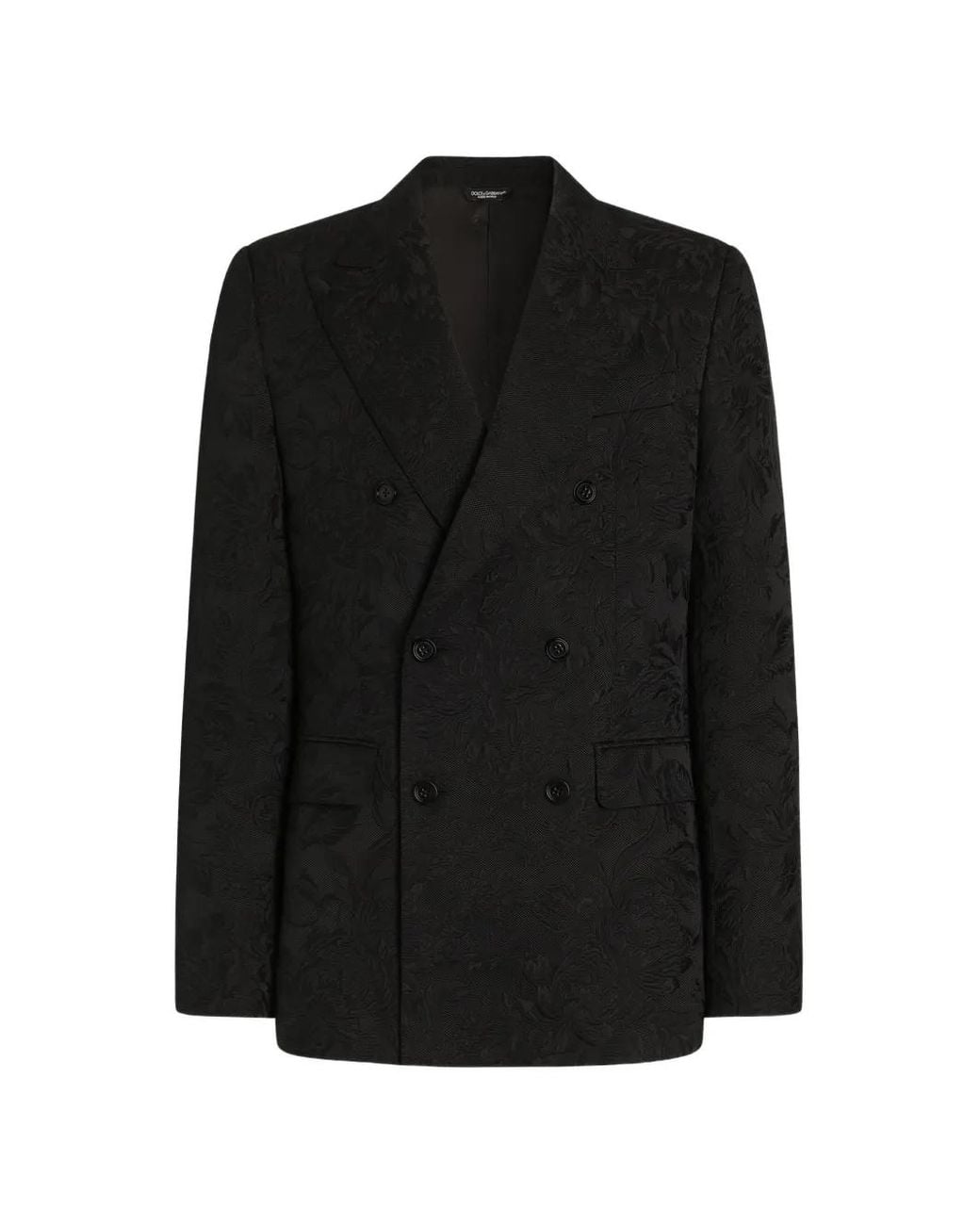 Dolce & Gabbana Black Sicilia Light Double-Breasted Brocade Jacket for men