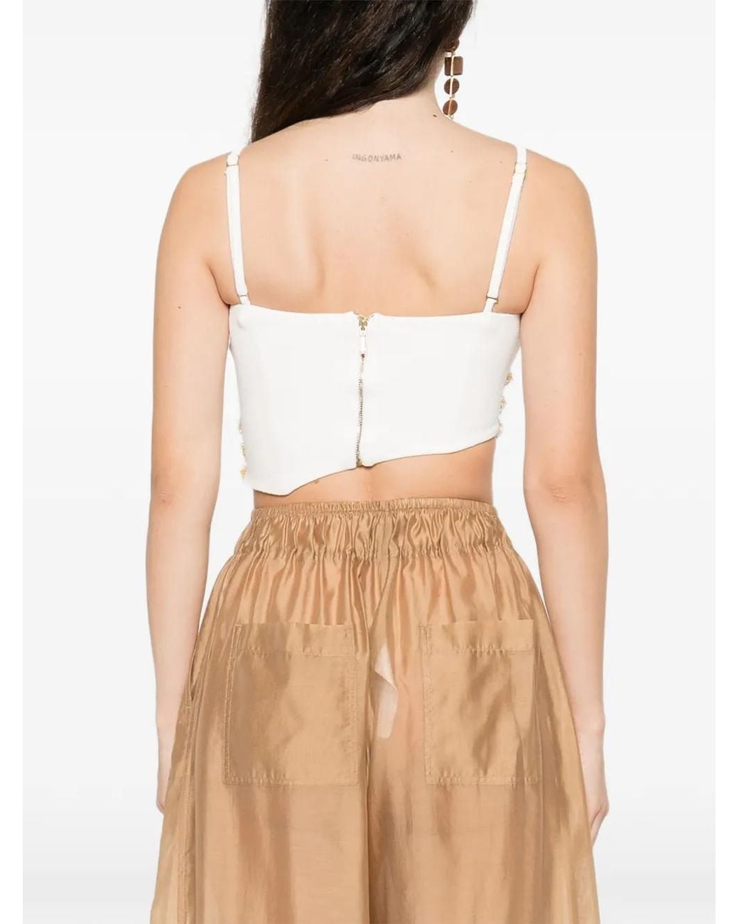 PATBO Natural Jade Embellished Crop Top