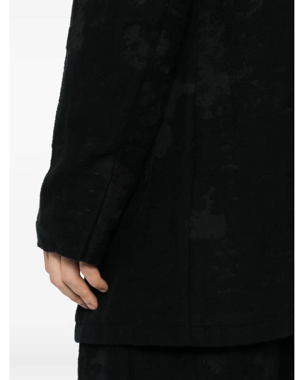 Nude:mm Black Distressed-Effect Single-Breasted Blazer for men