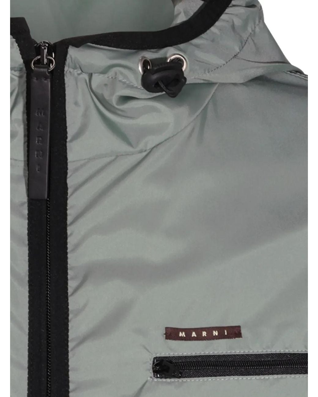 Marni Green Panelled Hooded Jacket for men