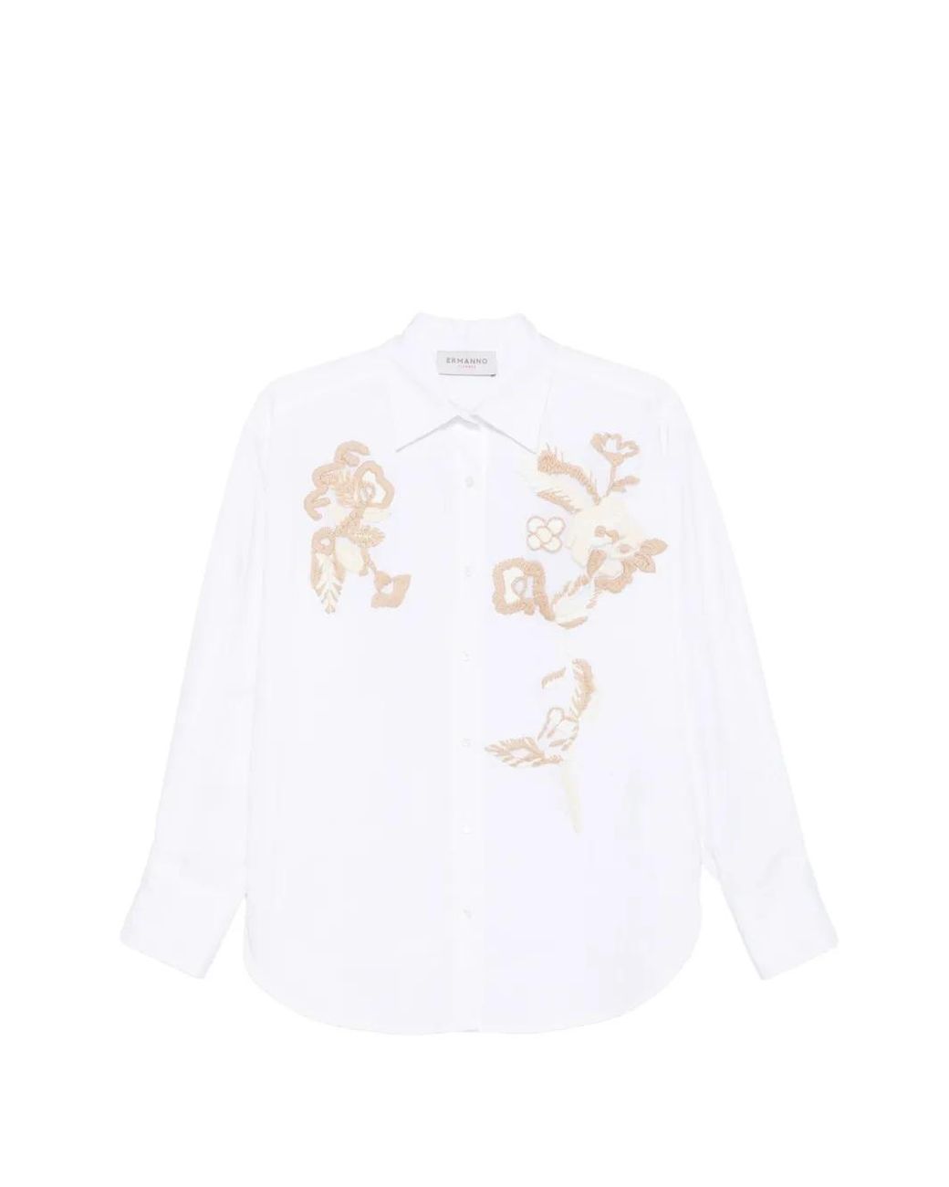 Ermanno Scervino White Embroidered-Floral Long-Sleeves Shirt