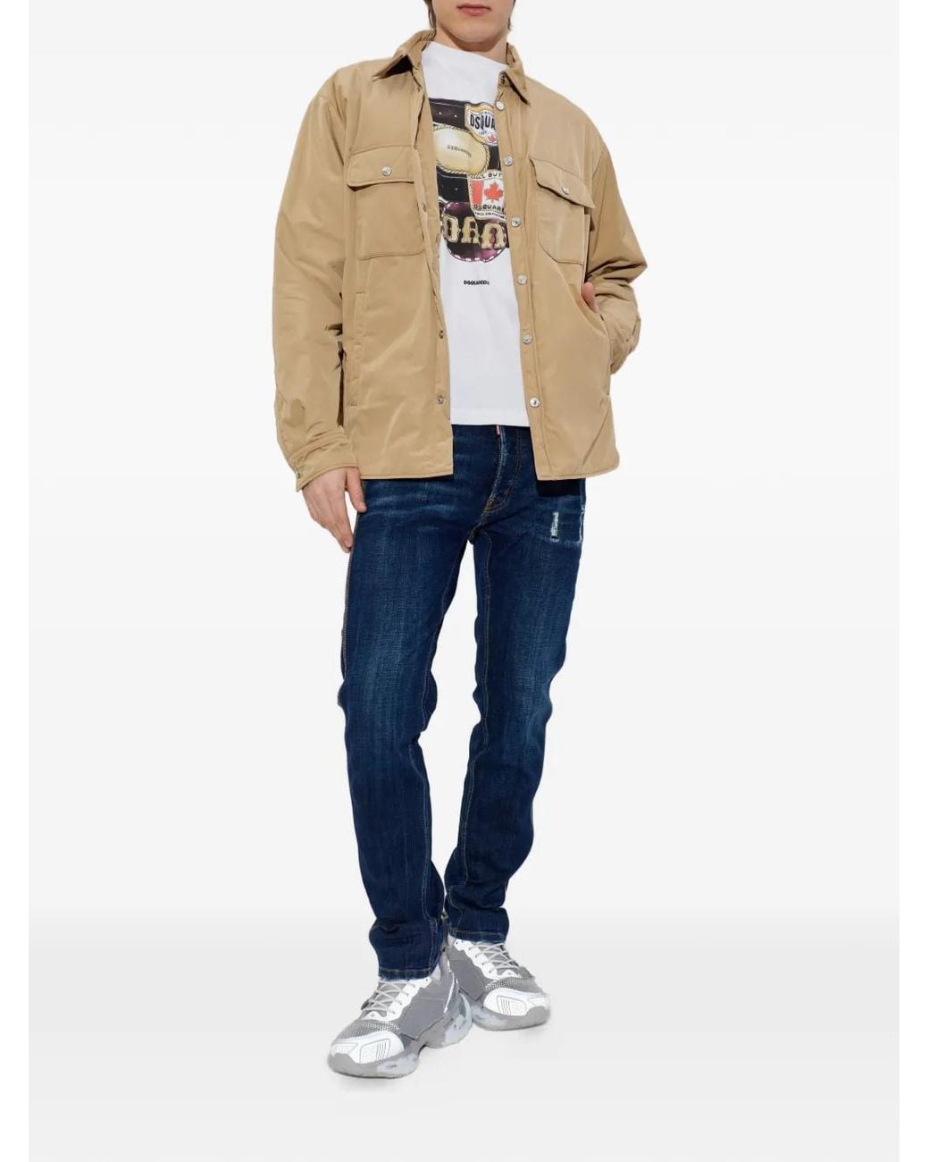 DSquared² Natural Buttoned-Up Insulated Jacket for men