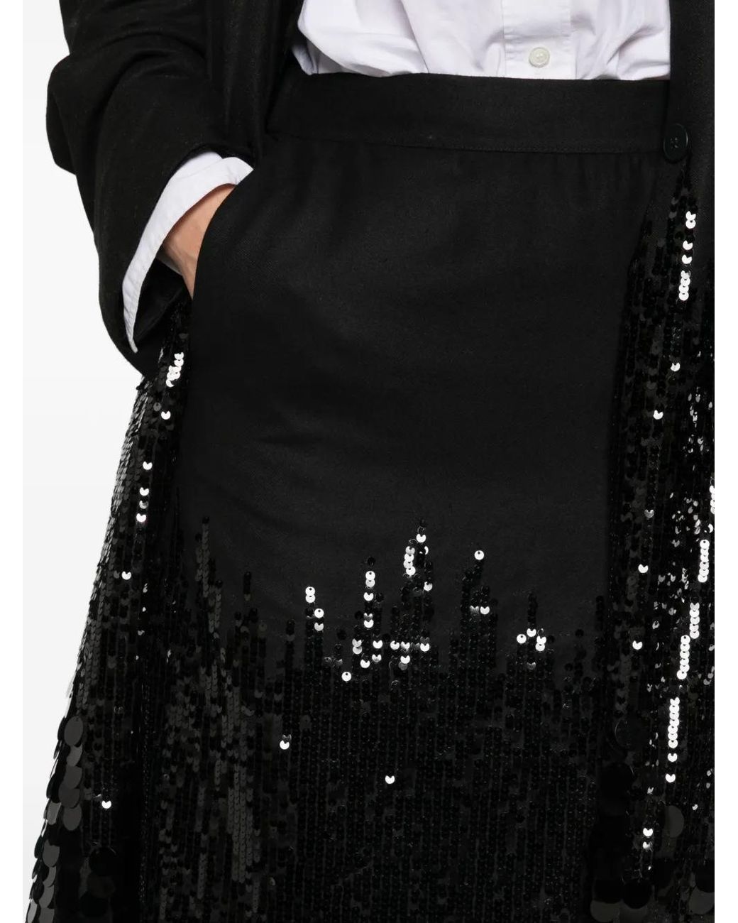 Collection Privée Black Sequin-Embellished Maxi Skirt