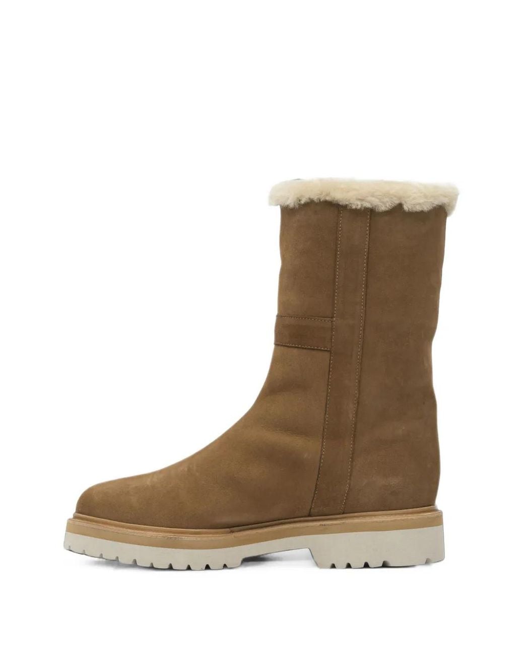 MARETTO® Brown Shearling-Trim Suede Boots