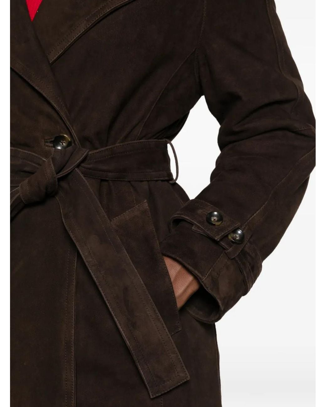 Leather Authority Black Peacefull Belted Suede Coat