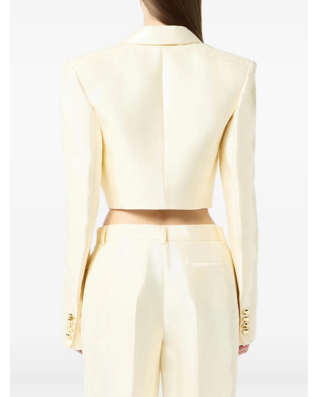 Blumarine White Veste Crop En Dentelle