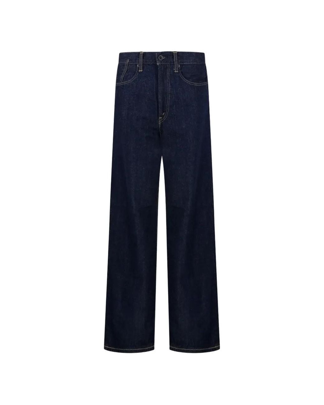 Kuro Blue Cinch-Strap Straight-Leg Jeans