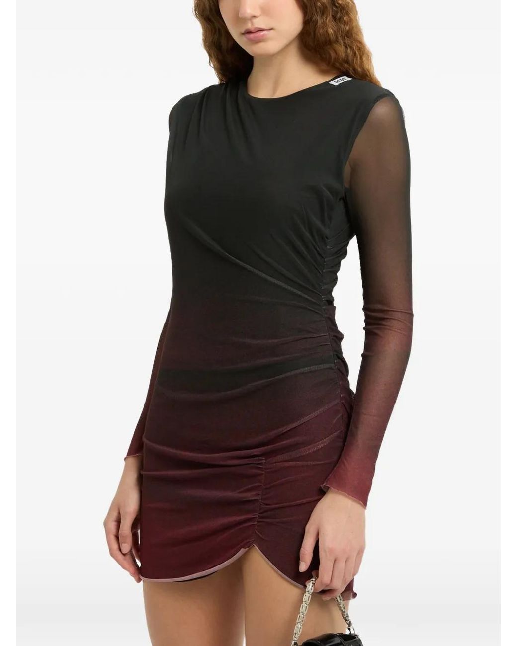Gcds Black Ruched Tulle Mini Dress