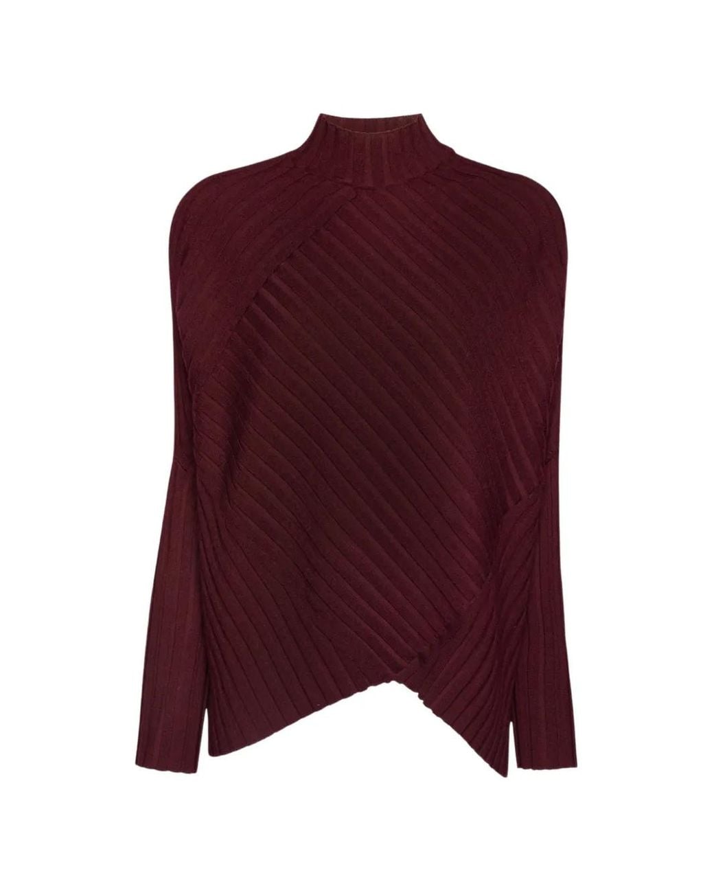 Elena Miro Purple Ribbed-Knit Asymmetric Sweater