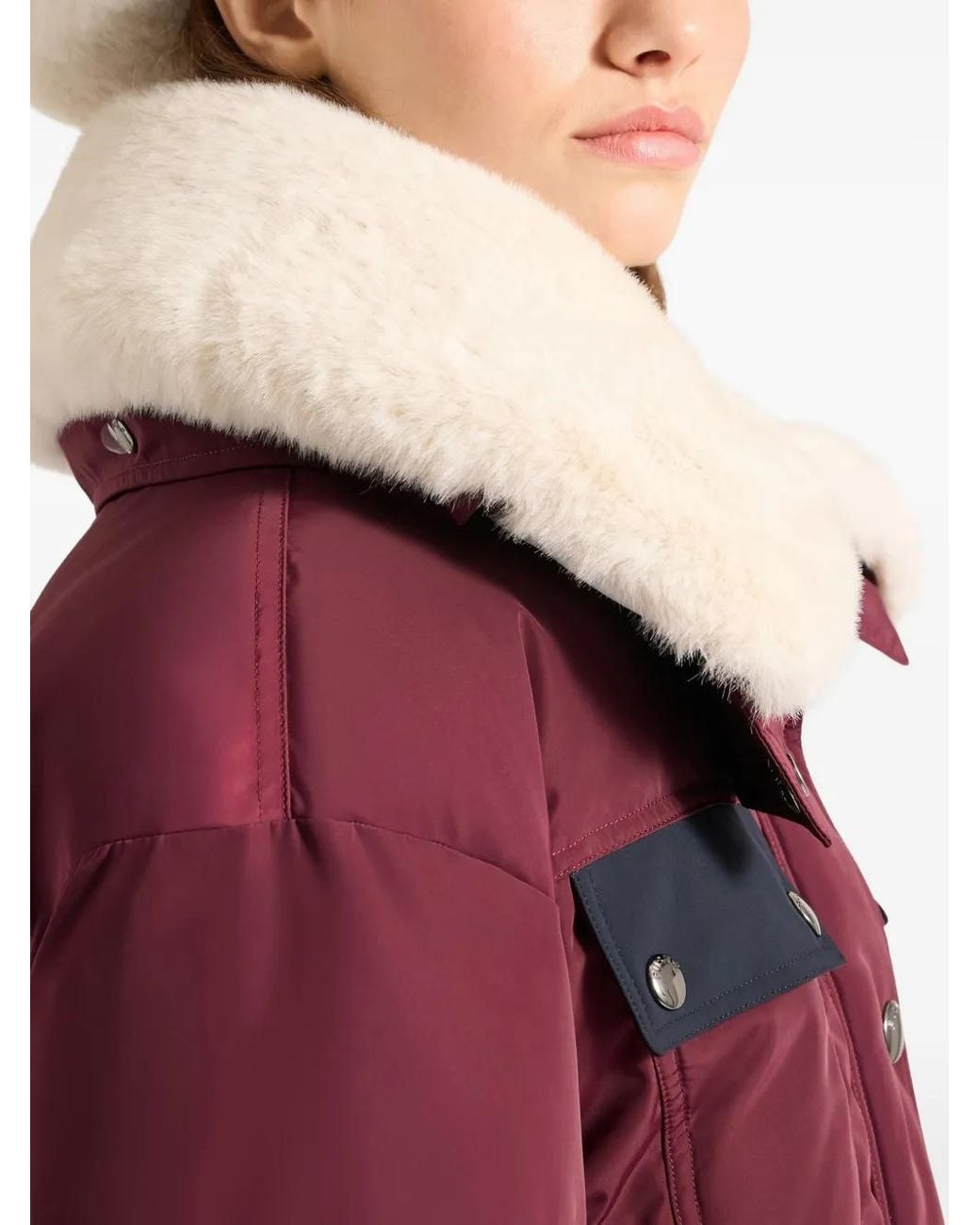 Fusalp Red Veste Lakki À Col En Fourrure Artificielle