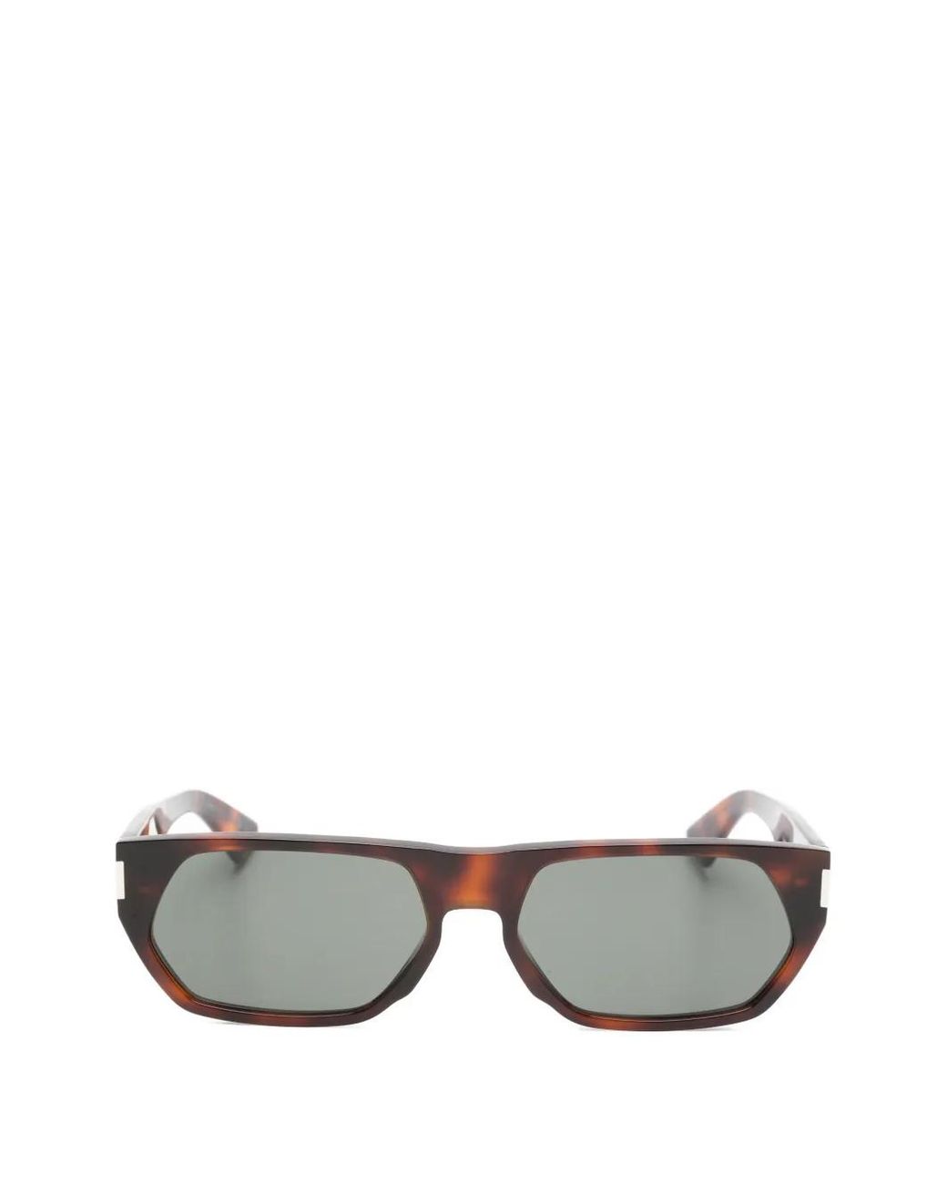 Saint Laurent Gray Tortoiseshell-Effect Rectangle-Frame Sunglasses