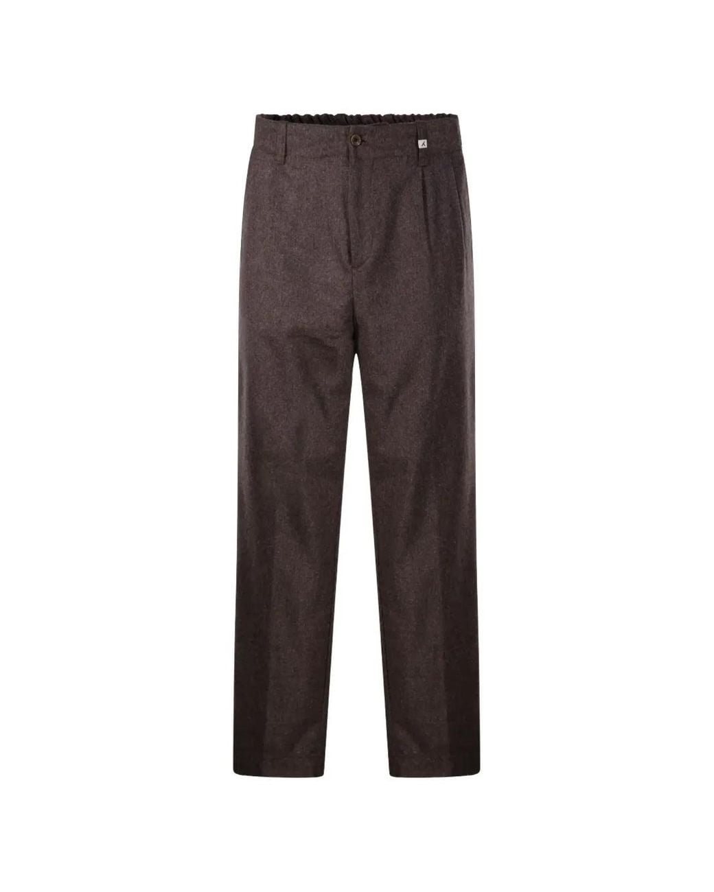 Myths Brown Pleated Elasticated-Waist Straight-Leg Trousers for men