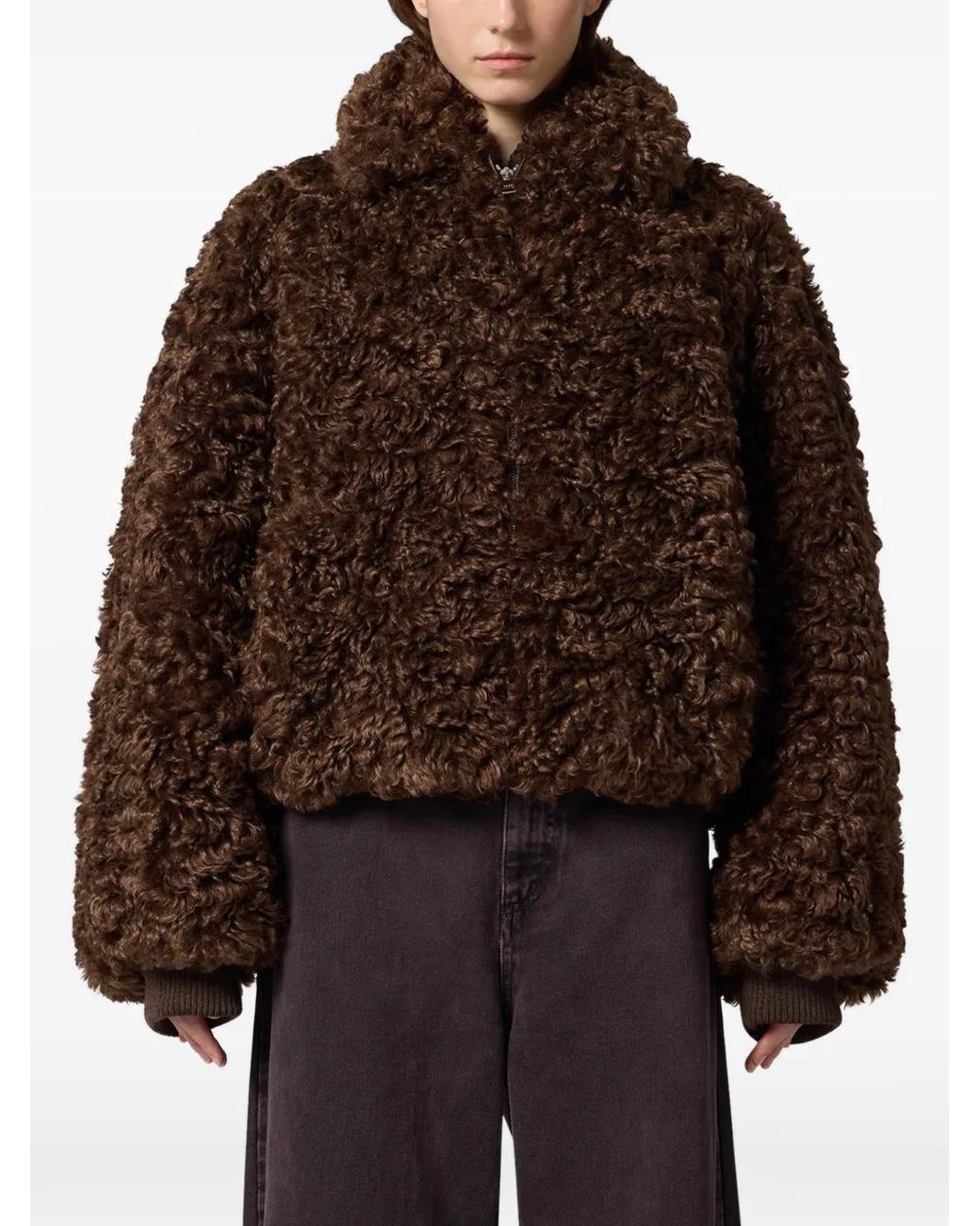MSGM Brown Zip-Up Jacket