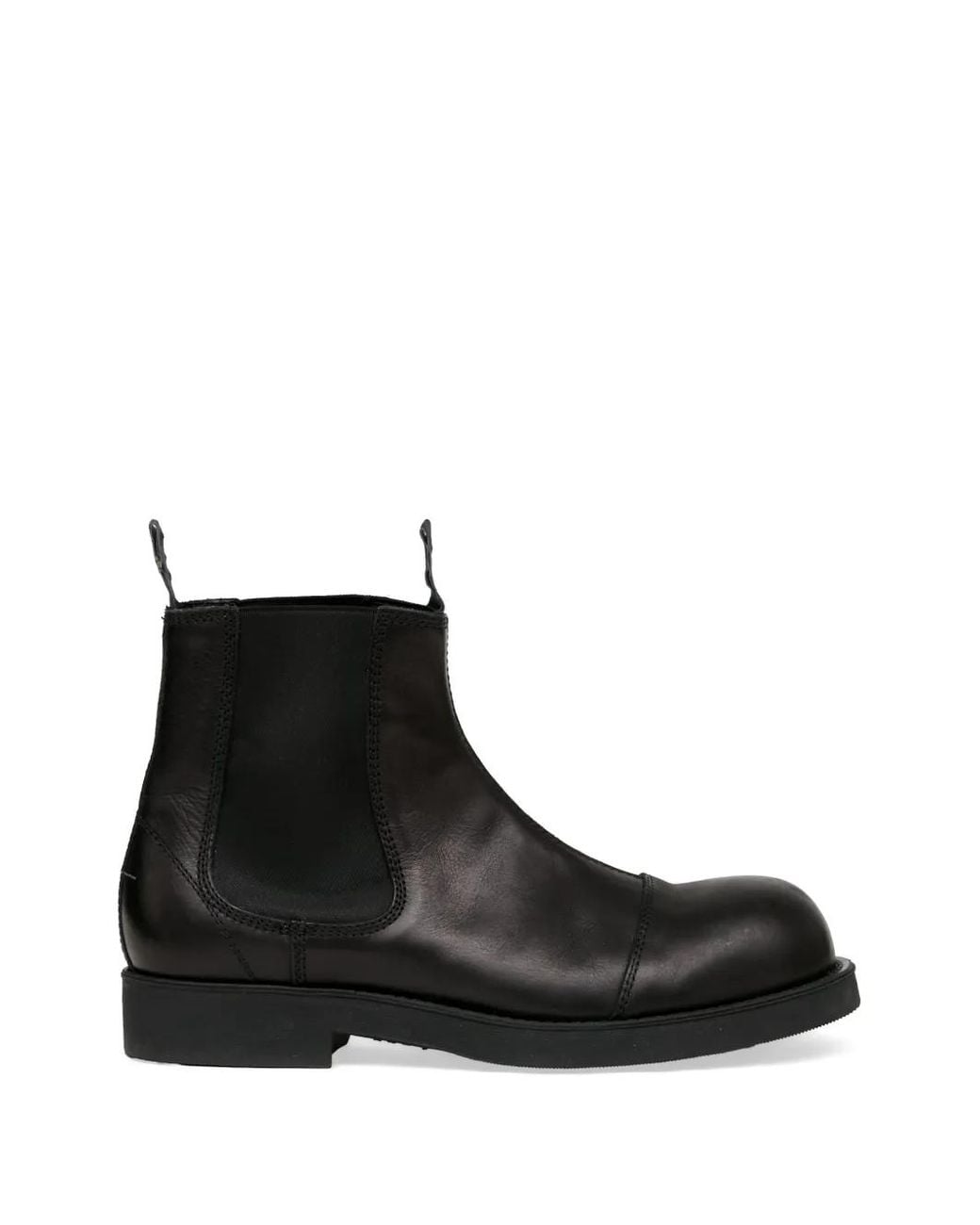 MM6 by Maison Margiela Black Biker Leather Chelsea Boots for men