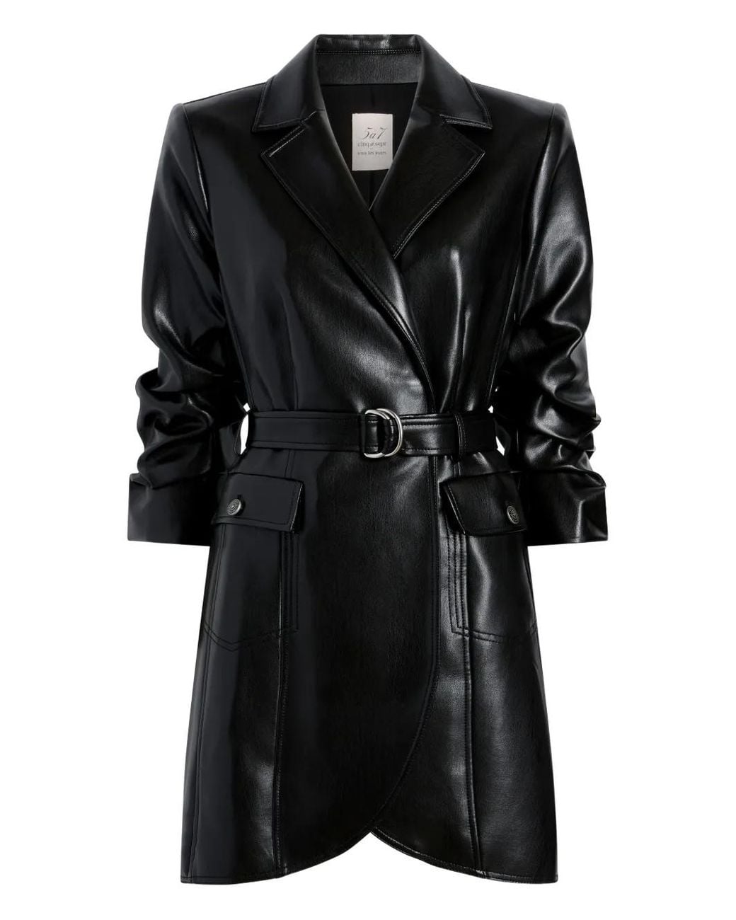 Cinq À Sept Black Belted Lapel Mini Dress