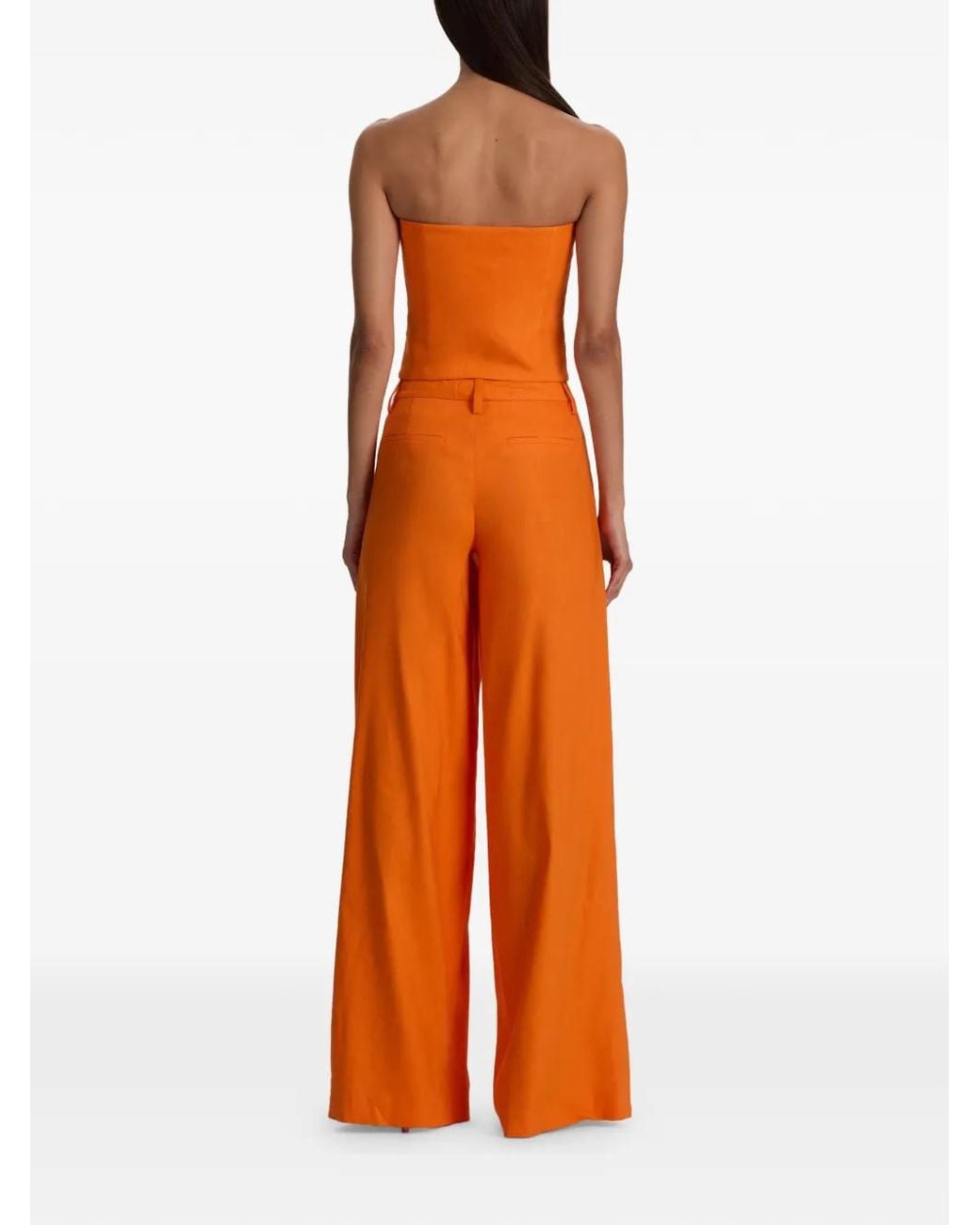 Alice + Olivia Orange Strapless Button-Down Top