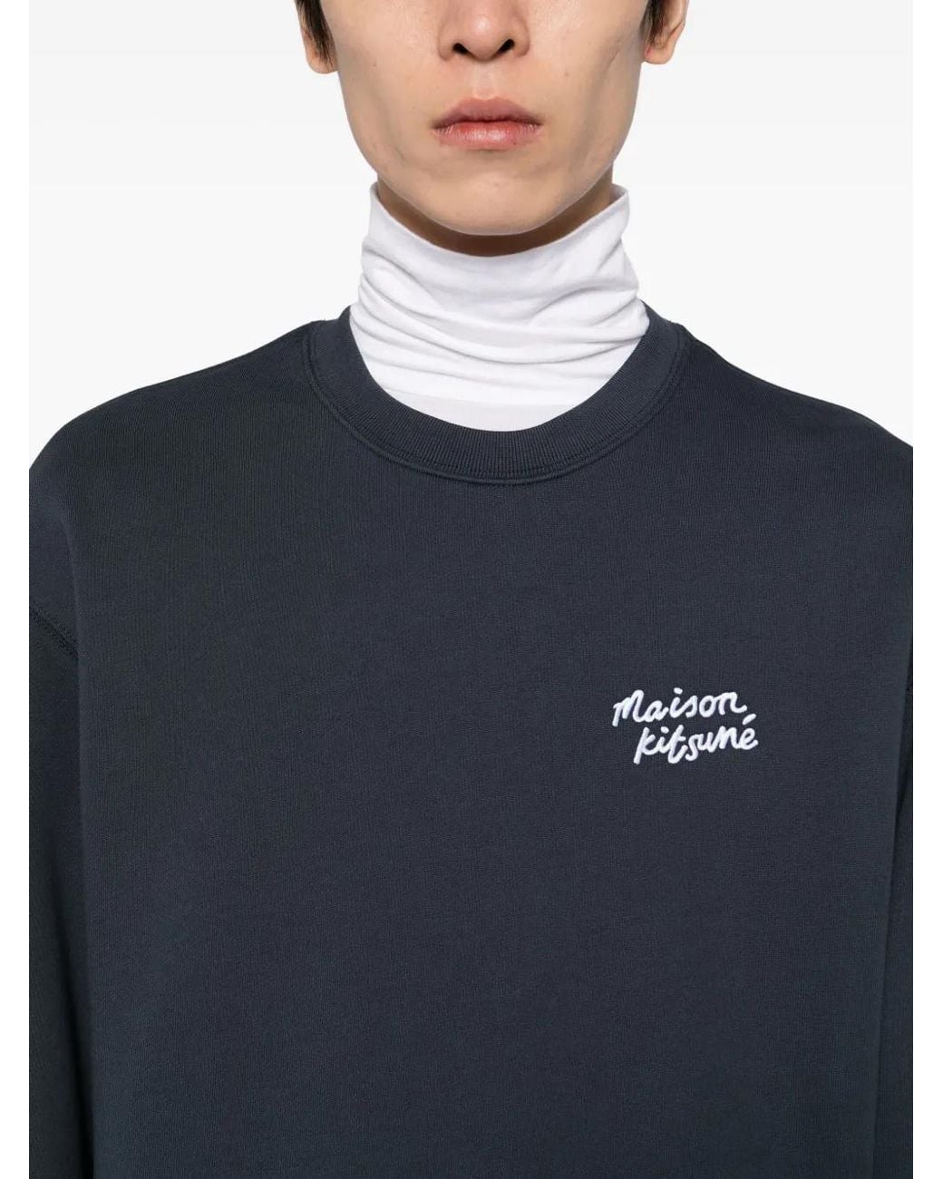 Maison Kitsuné Blue Handwriting Sweatshirt for men
