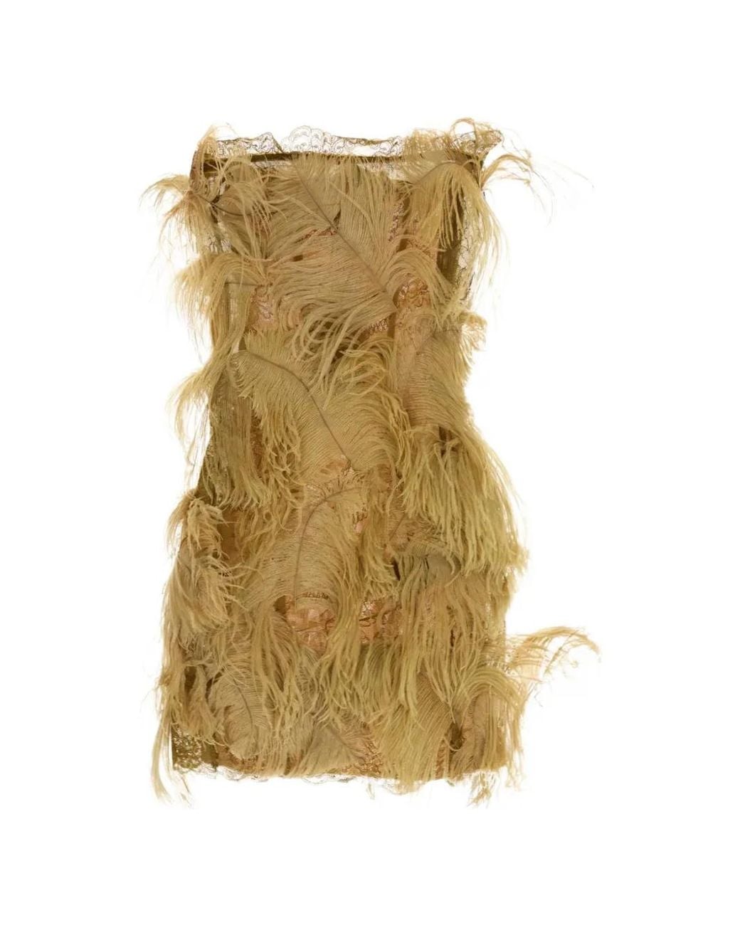 The Attico Metallic Feather-Trim Lace-Detail Dress
