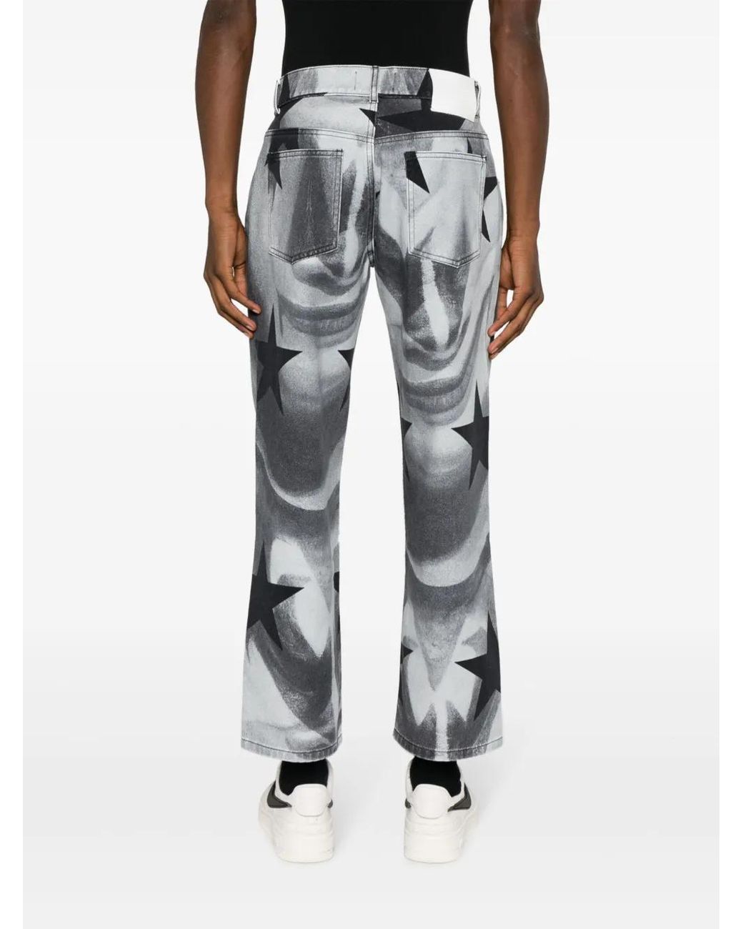 Liberal Youth Ministry Gray Photograph-Print Cotton Cropped Jeans for men