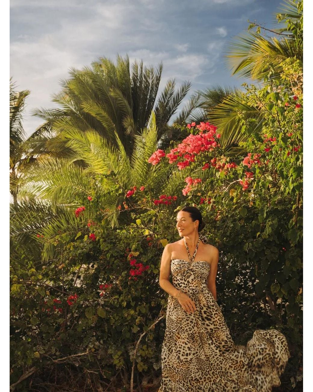 Cara Cara Natural Halterneck Tiered Maxi Dress