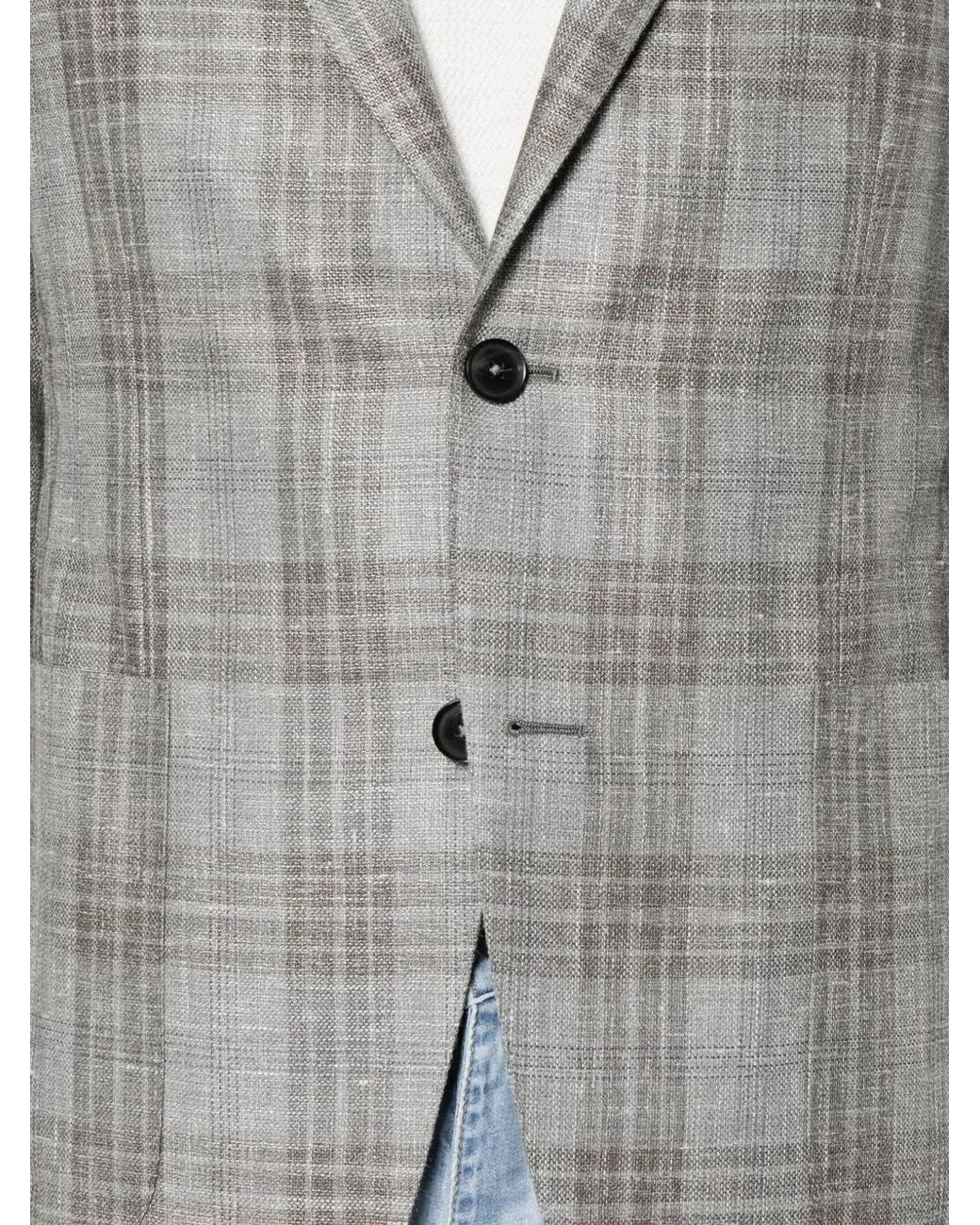 Zegna Gray Checked Single-Breasted Blazer for men