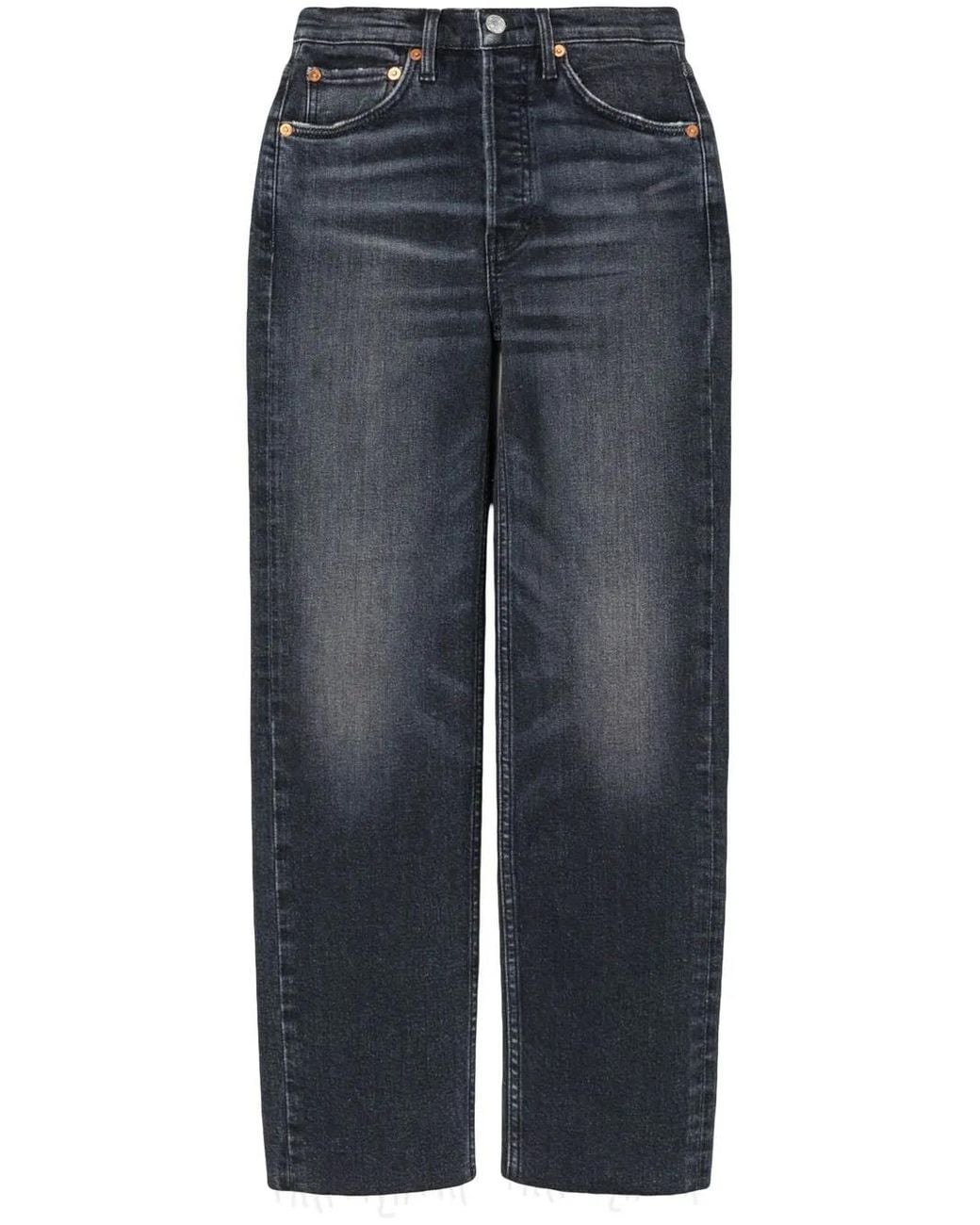 Re/done Blue High-Rise Cropped Jeans