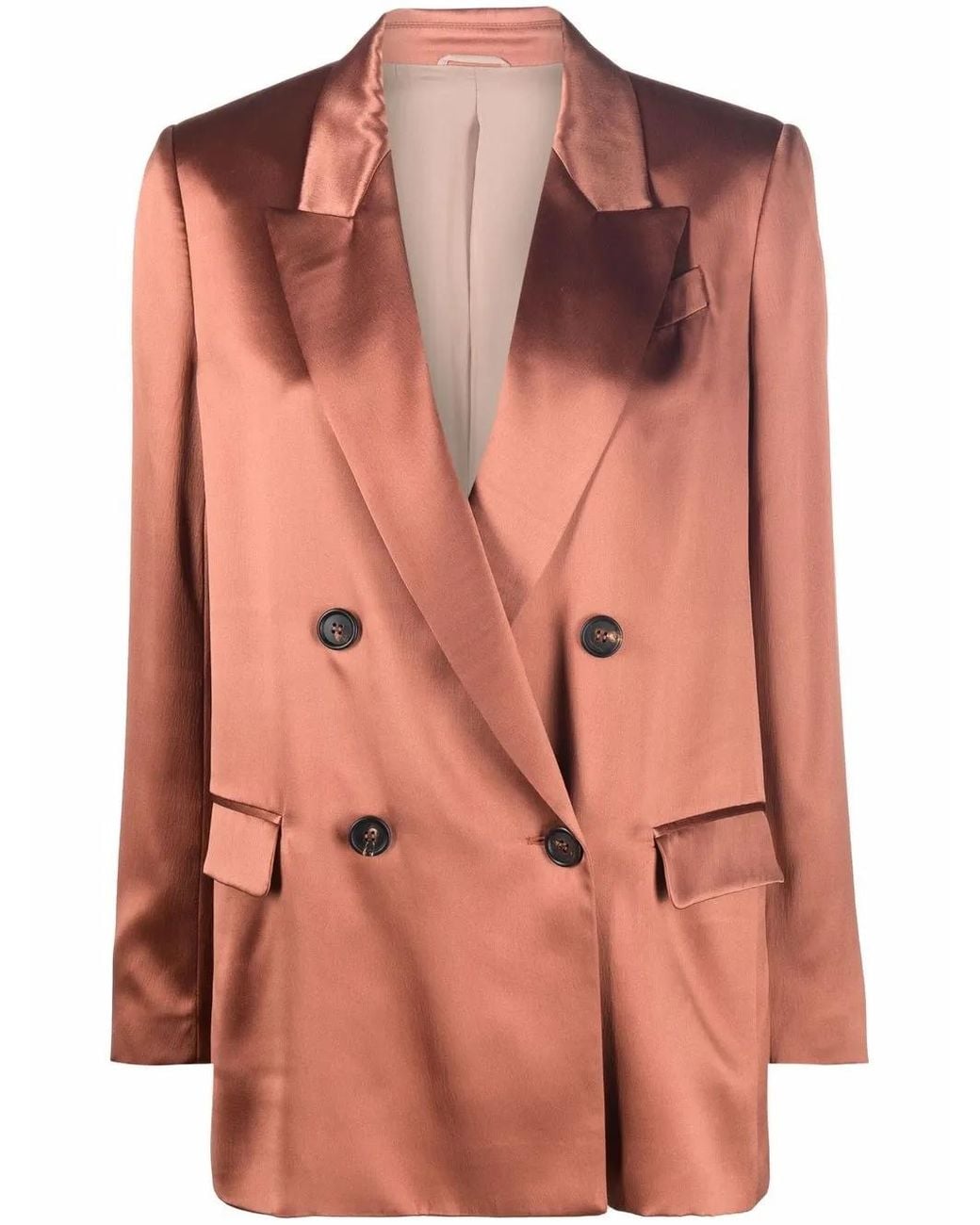 Brunello Cucinelli Pink Double-Breasted Silk Blazer