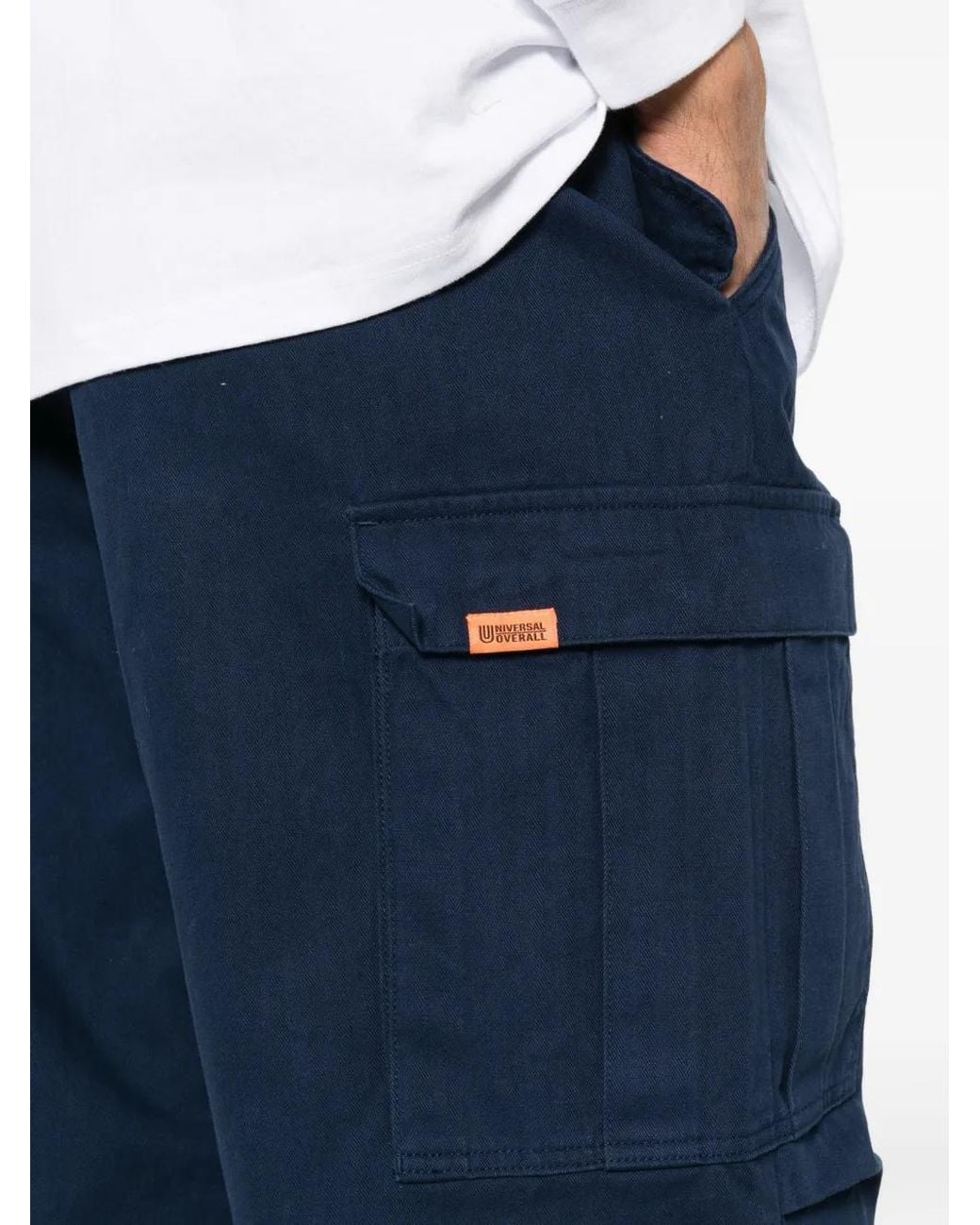 Universal Overall Blue Cargo-Pockets Wide-Leg Trousers for men