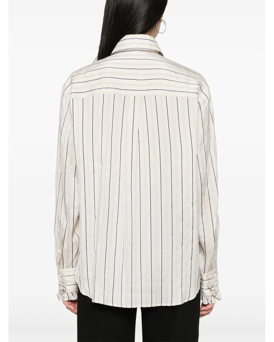 Stella McCartney White Striped Ruffled Shirt