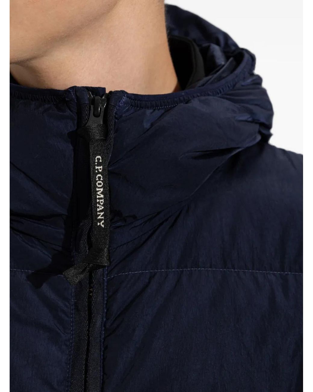 C P Company Blue Chrome-R Goggle Down Jacket for men