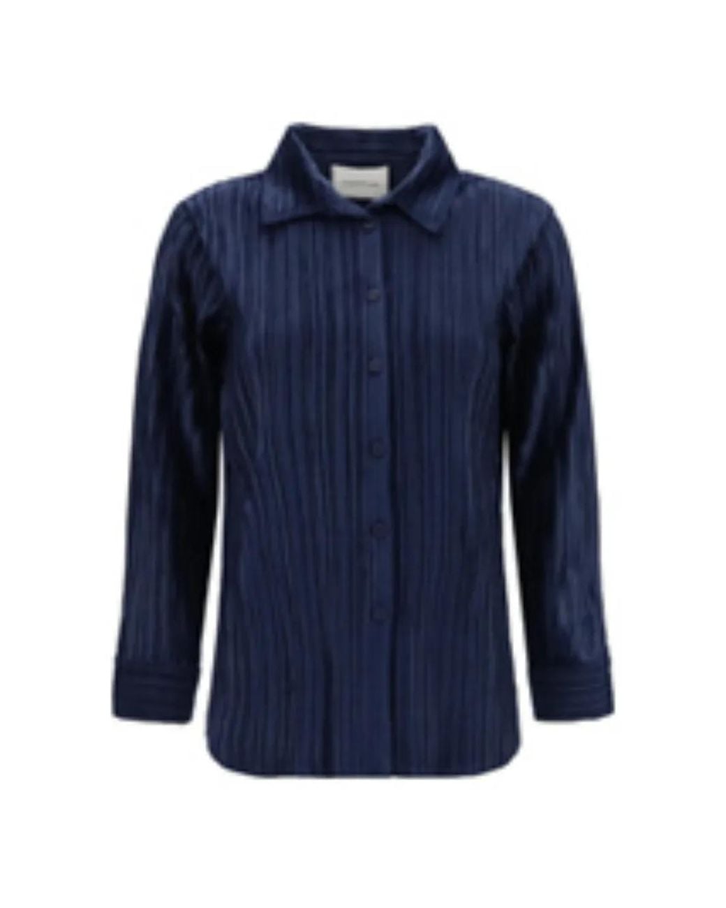 GONGDID DESIGN Blue Plissé-Effect Long-Sleeve Shirt