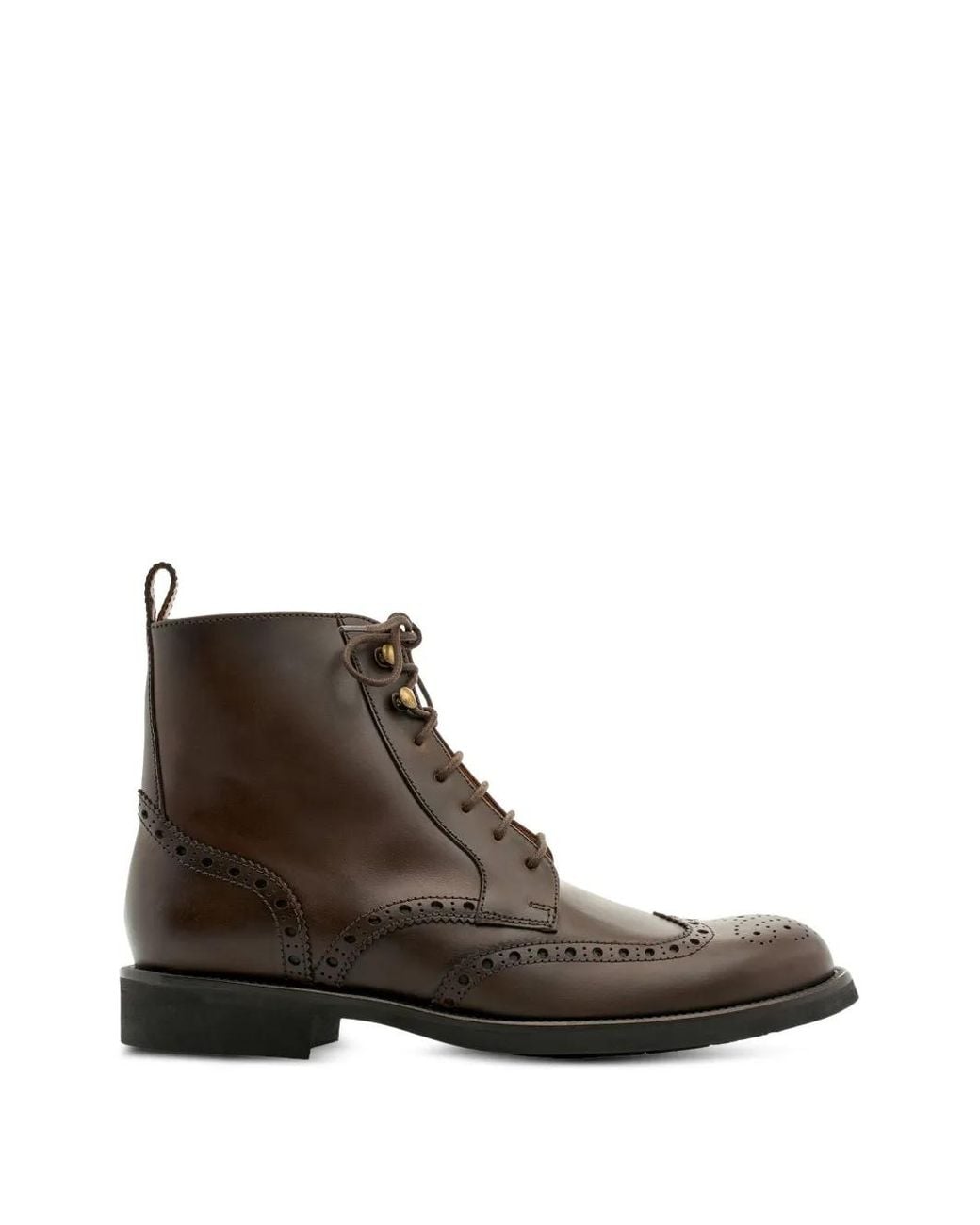 Lottusse Brown Brogue-Detail Lace-Up Boots for men