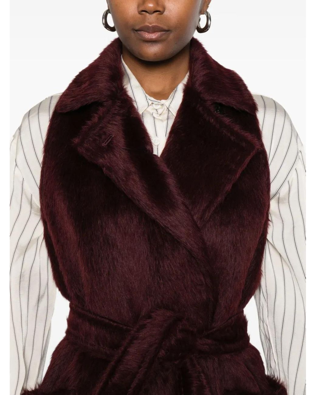 Max Mara Purple Abbozzi Belted Sleeveless Coat