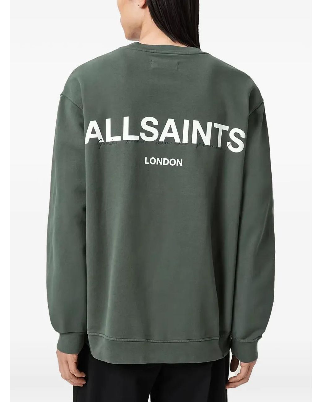 AllSaints Green Halcyon Logo Crew-Neck Sweatshirt for men