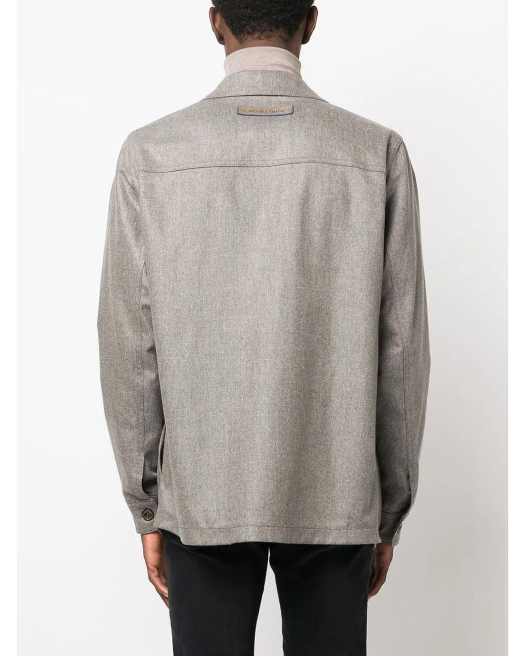 Jacob Cohen Gray Long-Sleeve Wool Shirt Jacket for men
