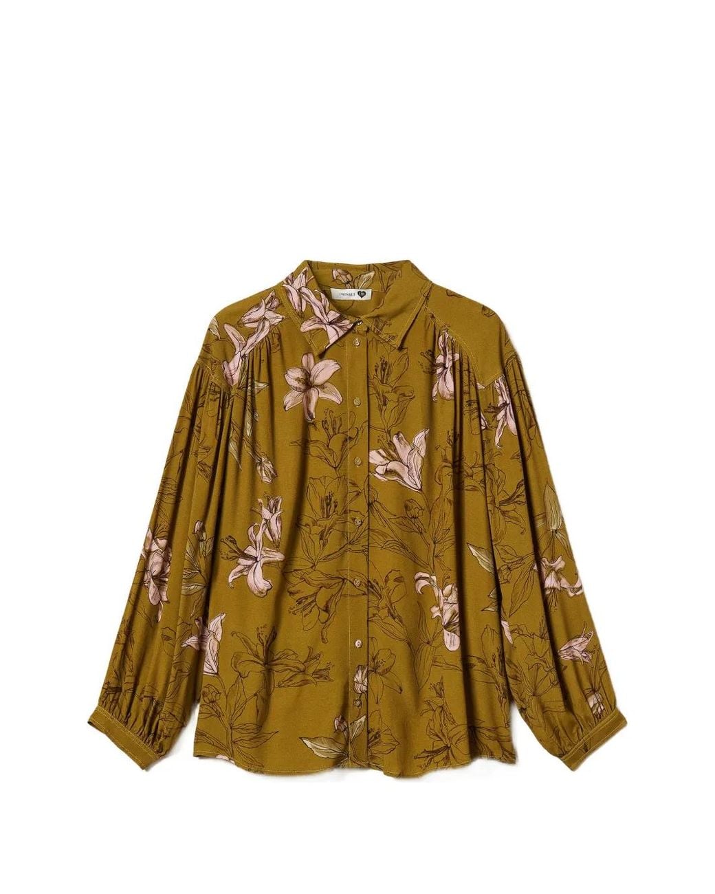 Twinset Green Floral Crêpe-De-Chine Shirt