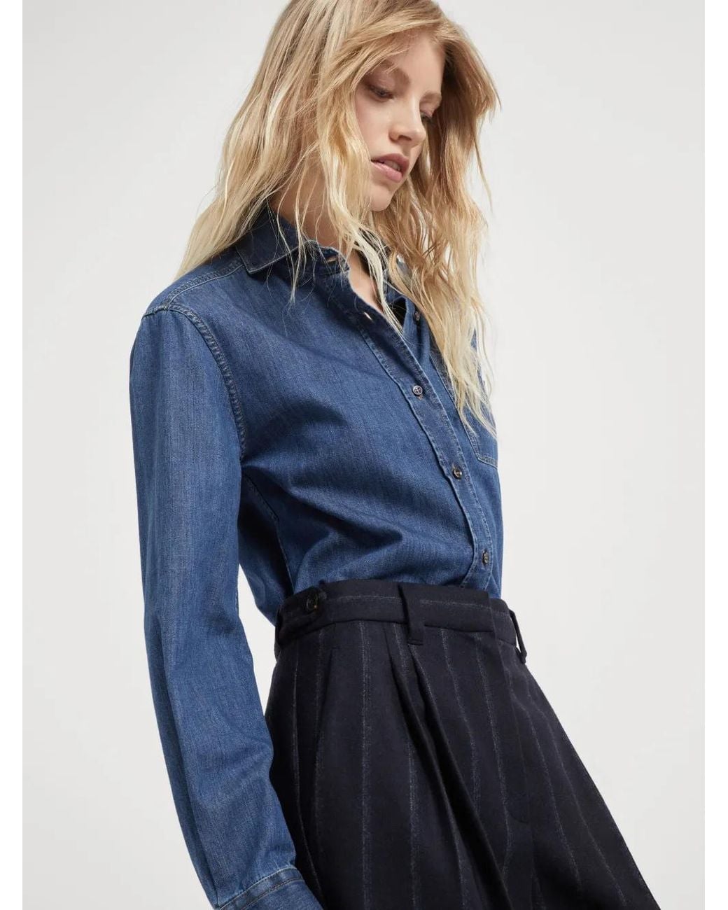 Brunello Cucinelli Blue Striped Tailored Trousers