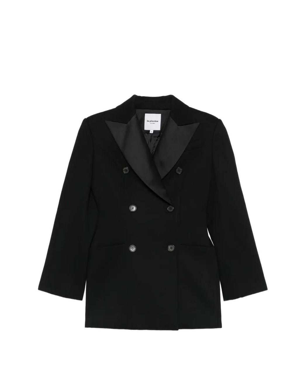 LA PISCINE Black Double-Breasted Sculpted Blazer