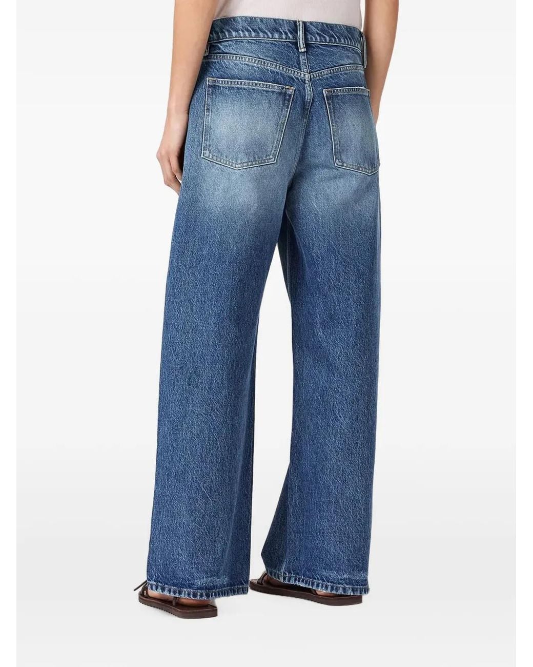 AllSaints Blue Crossover-Waist Wide-Leg Jeans
