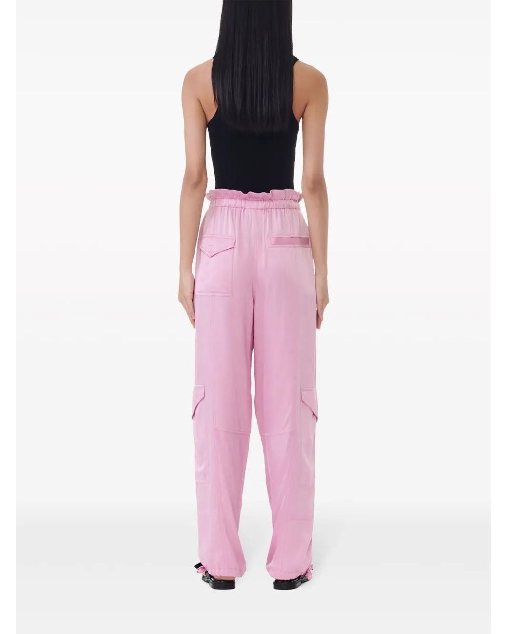 Ganni Pink Washed Satin Pants