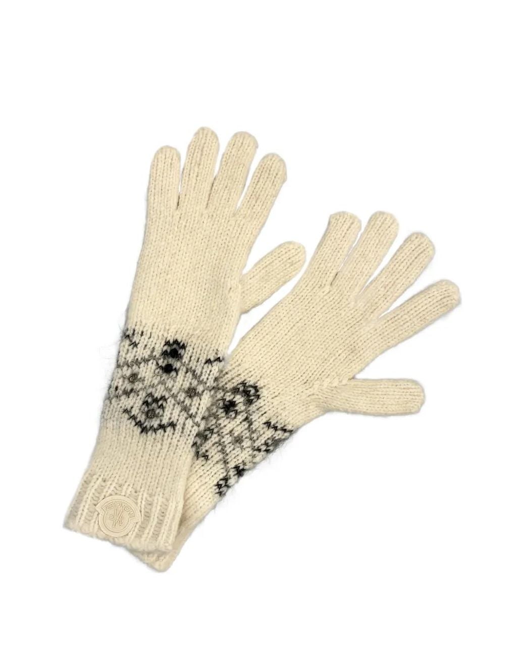 Moncler White Crystal-Embellished Gloves