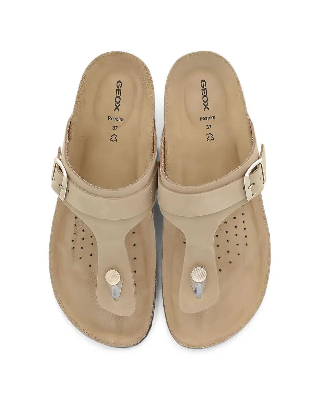 Geox White Thong-Strap Buckle-Fastening Slides