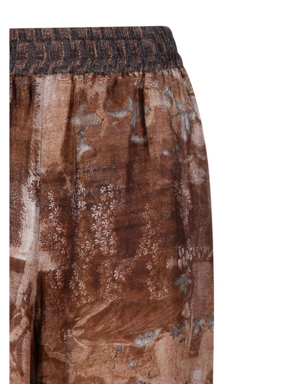 Pierre Louis Mascia Brown Aloe Print Trousers