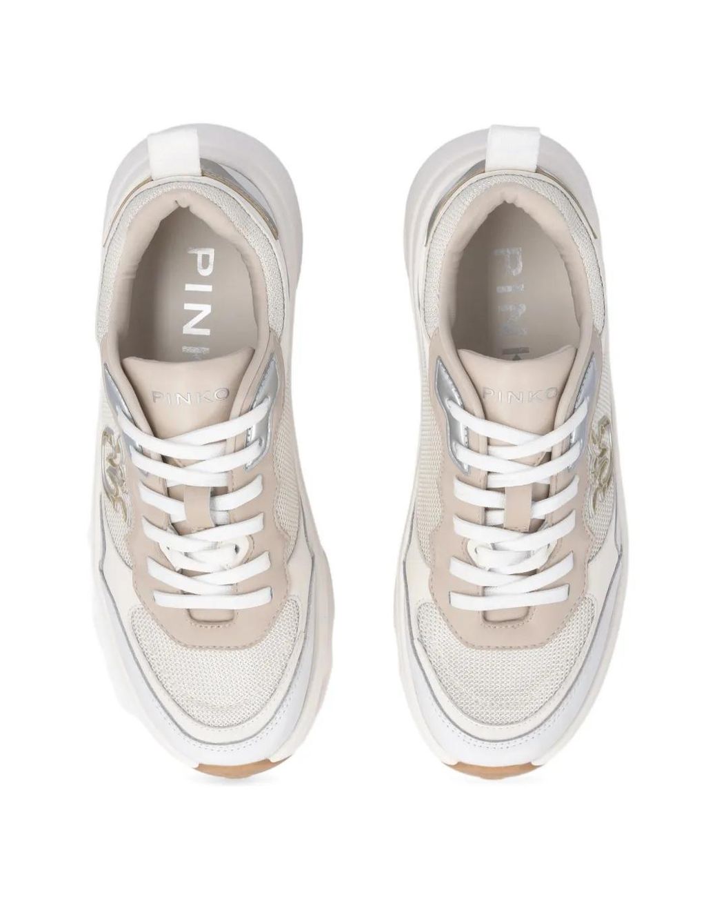 Pinko White Sneakers With Love Birds Logo