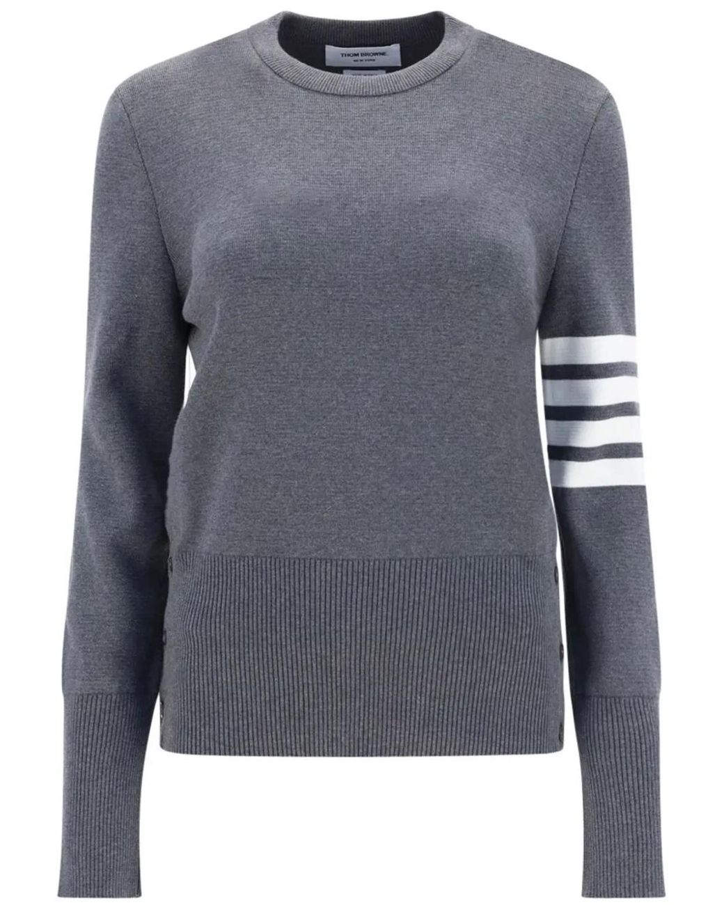 Thom Browne Gray Milano Stitch Cotton Crepe 4-Bar Pullover